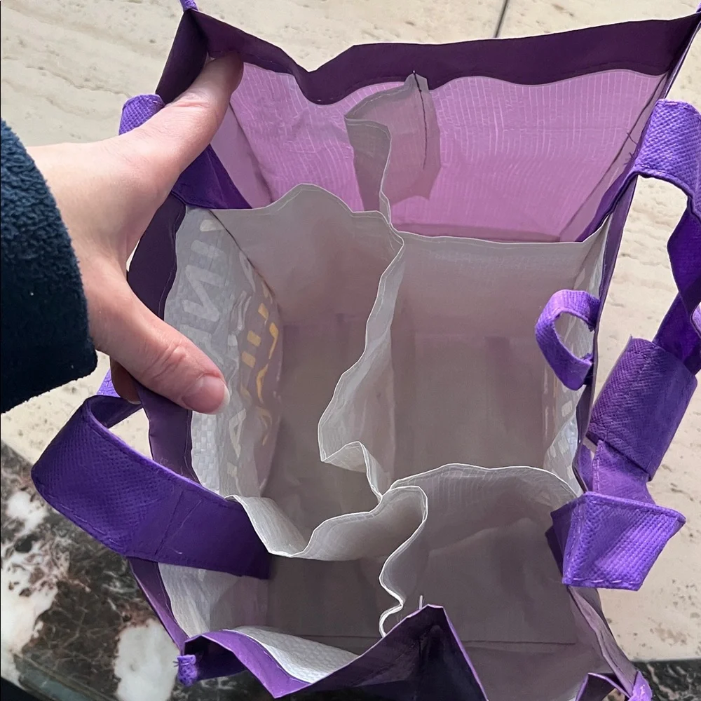 Kroger Purple Reusable 6 Wine Bottle Tote Bag